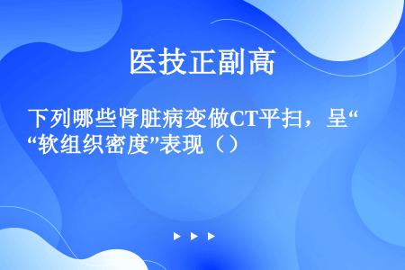 下列哪些肾脏病变做CT平扫，呈“软组织密度”表现（）