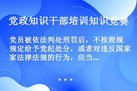 党员被依法判处刑罚后，不按照规定给予党纪处分，或者对违反国家法律法规的行为，应当给予党纪处分而不处分...