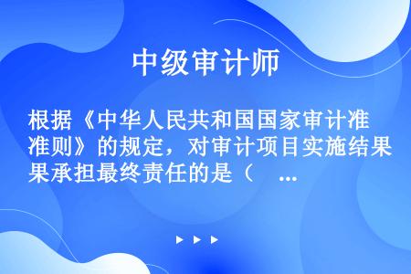 根据《中华人民共和国国家审计准则》的规定，对审计项目实施结果承担最终责任的是（　　）。