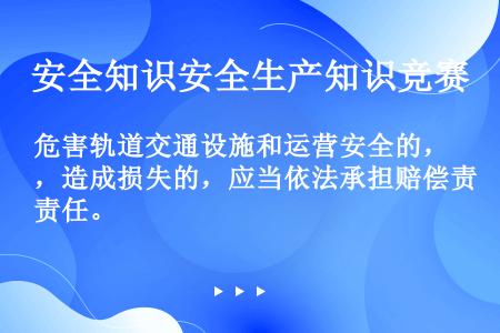 危害轨道交通设施和运营安全的，造成损失的，应当依法承担赔偿责任。