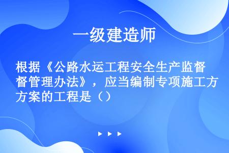 根据《公路水运工程安全生产监督管理办法》，应当编制专项施工方案的工程是（）