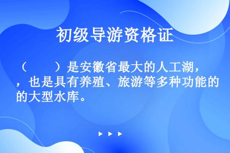 （　　）是安徽省最大的人工湖，也是具有养殖、旅游等多种功能的大型水库。