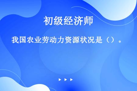 我国农业劳动力资源状况是（）。