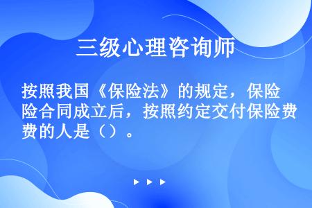 按照我国《保险法》的规定，保险合同成立后，按照约定交付保险费的人是（）。