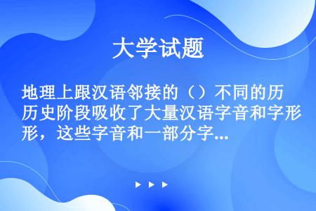 地理上跟汉语邻接的（）不同的历史阶段吸收了大量汉语字音和字形，这些字音和一部分字形一直沿用至今，语言...