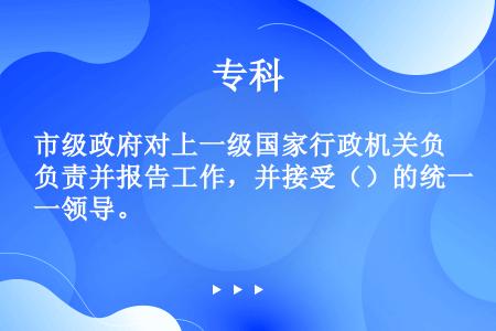 市级政府对上一级国家行政机关负责并报告工作，并接受（）的统一领导。