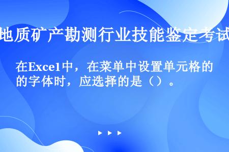 在Exce1中，在菜单中设置单元格的字体时，应选择的是（）。