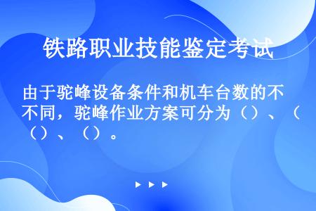 由于驼峰设备条件和机车台数的不同，驼峰作业方案可分为（）、（）、（）。