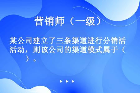 某公司建立了三条渠道进行分销活动，则该公司的渠道模式属于（　　）。