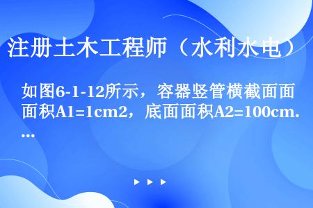 如图6-1-12所示，容器竖管横截面面积A1=1cm2，底面面积A2=100cm2，水对容器底面的作...