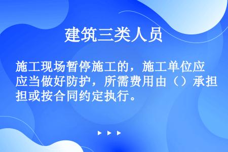 施工现场暂停施工的，施工单位应当做好防护，所需费用由（）承担或按合同约定执行。