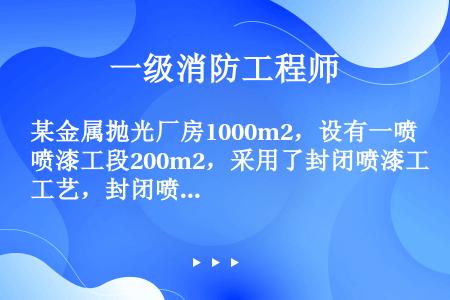 某金属抛光厂房1000m2，设有一喷漆工段200m2，采用了封闭喷漆工艺，封闭喷漆空间内保持负压，且...