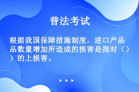 根据我国保障措施制度，进口产品数量增加所造成的损害是指对（）的上损害。