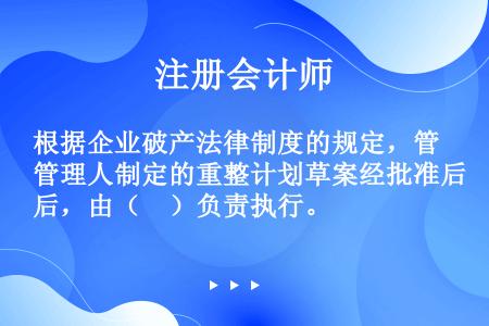 根据企业破产法律制度的规定，管理人制定的重整计划草案经批准后，由（　）负责执行。