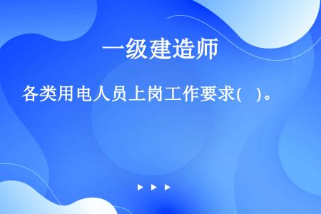 各类用电人员上岗工作要求(    )。