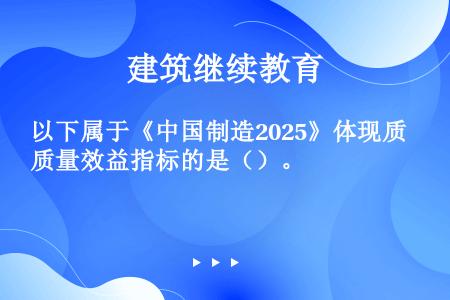 以下属于《中国制造2025》体现质量效益指标的是（）。