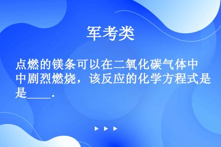 点燃的镁条可以在二氧化碳气体中剧烈燃烧，该反应的化学方程式是____．