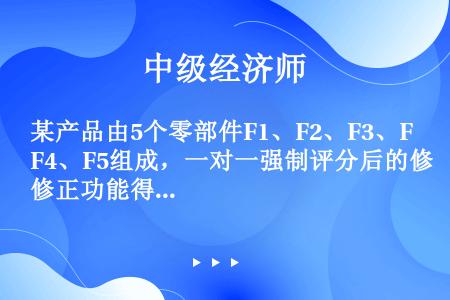 某产品由5个零部件F1、F2、F3、F4、F5组成，一对一强制评分后的修正功能得分分别为F1=4、F...