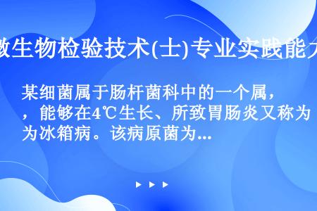 某细菌属于肠杆菌科中的一个属，能够在4℃生长、所致胃肠炎又称为冰箱病。该病原菌为（）。