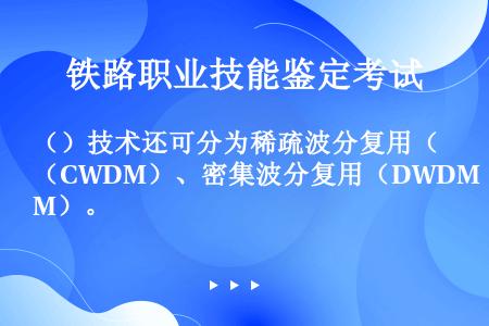 （）技术还可分为稀疏波分复用（CWDM）、密集波分复用（DWDM）。