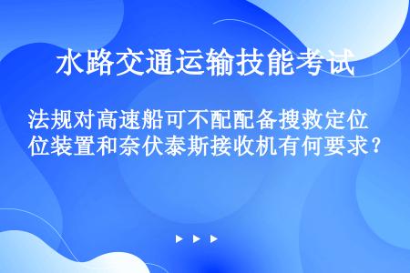 法规对高速船可不配配备搜救定位装置和奈伏泰斯接收机有何要求？