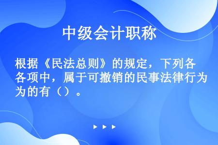 根据《民法总则》的规定，下列各项中，属于可撤销的民事法律行为的有（）。