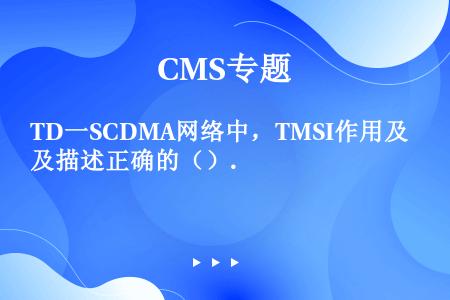 TD一SCDMA网络中，TMSI作用及描述正确的（）.