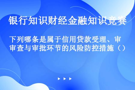 下列哪条是属于信用贷款受理、审查与审批环节的风险防控措施（）