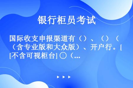 国际收支申报渠道有（）、（）（含专业版和大众版）、开户行。[不含可视柜台] ①（）：外汇管理-国际汇...