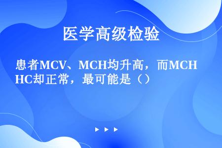 患者MCV、MCH均升高，而MCHC却正常，最可能是（）