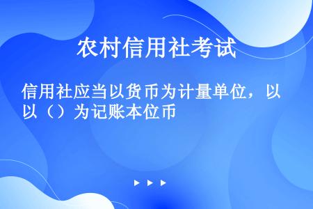 信用社应当以货币为计量单位，以（）为记账本位币