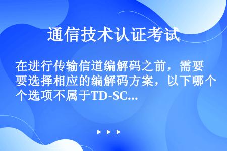 在进行传输信道编解码之前，需要选择相应的编解码方案，以下哪个选项不属于TD-SCDMA系统采用的编码...