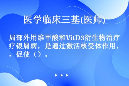 局部外用维甲酸和VitD3衍生物治疗银屑病，是通过激活核受体作用，促使（）。