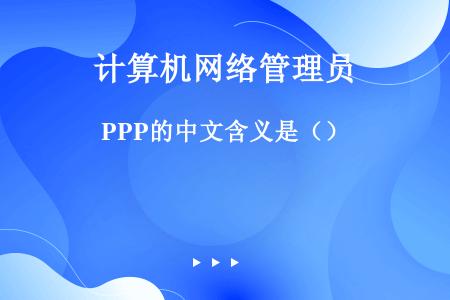 PPP的中文含义是（）