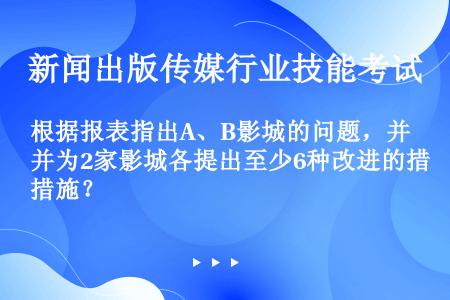 根据报表指出A、B影城的问题，并为2家影城各提出至少6种改进的措施？