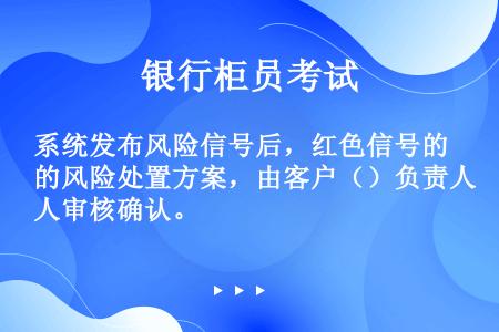 系统发布风险信号后，红色信号的风险处置方案，由客户（）负责人审核确认。