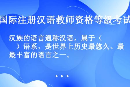 汉族的语言通称汉语，属于（　　）语系，是世界上历史最悠久、最丰富的语言之一。