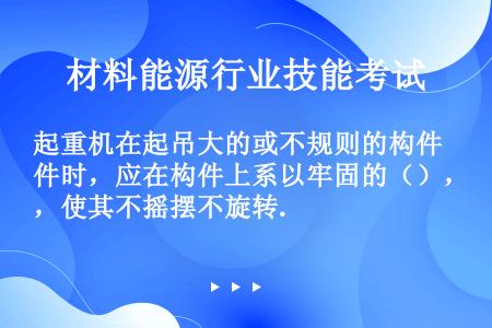 起重机在起吊大的或不规则的构件时，应在构件上系以牢固的（），使其不摇摆不旋转.