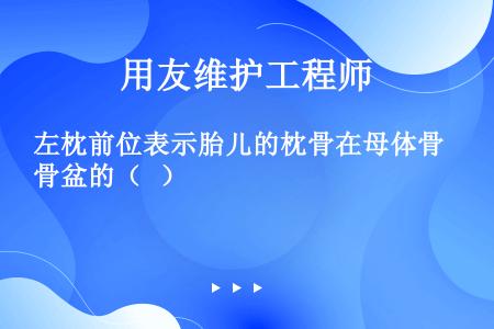 左枕前位表示胎儿的枕骨在母体骨盆的（   ）