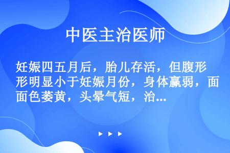 妊娠四五月后，胎儿存活，但腹形明显小于妊娠月份，身体赢弱，面色萎黄，头晕气短，治疗首选方剂是（）