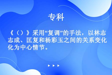 《（）》采用“复调”的手法，以林志成、匡复和杨彩玉之间的关系变化为中心情节。