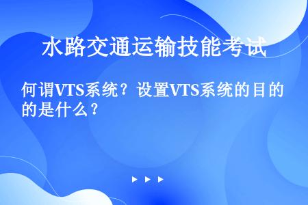 何谓VTS系统？设置VTS系统的目的是什么？