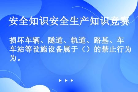 损坏车辆、隧道、轨道、路基、车站等设施设备属于（）的禁止行为。