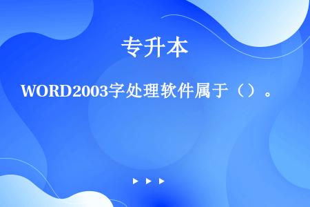 WORD2003字处理软件属于（）。