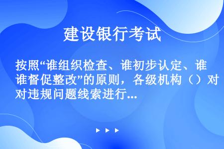 按照“谁组织检查、谁初步认定、谁督促整改”的原则，各级机构（）对违规问题线索进行初步认定，判断是否违...