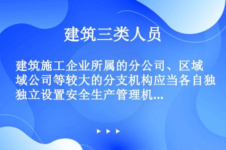 建筑施工企业所属的分公司、区域公司等较大的分支机构应当各自独立设置安全生产管理机构，负责本企业（分支...