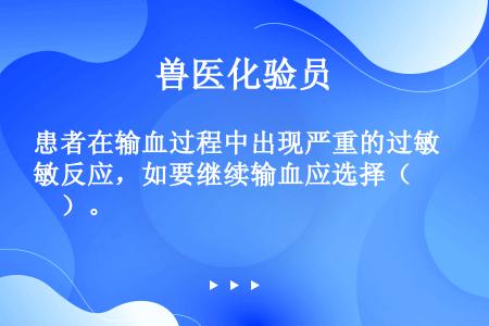 患者在输血过程中出现严重的过敏反应，如要继续输血应选择（　　）。