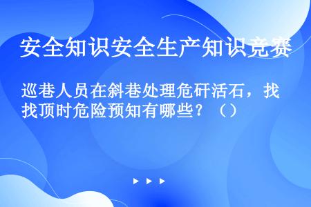 巡巷人员在斜巷处理危矸活石，找顶时危险预知有哪些？（）