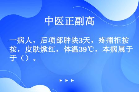 一病人，后项部肿块3天，疼痛拒按，皮肤焮红，体温39℃，本病属于（）。