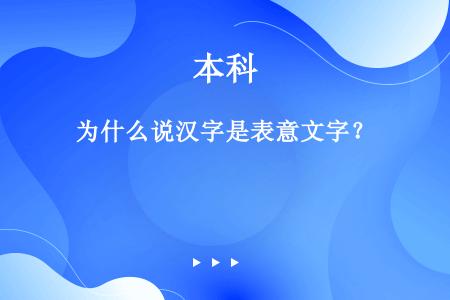 为什么说汉字是表意文字？